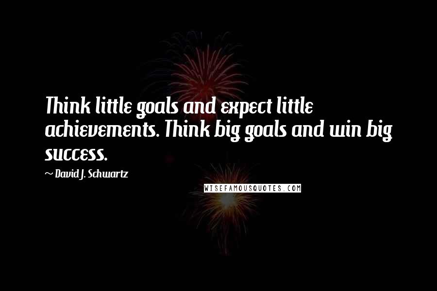 David J. Schwartz Quotes: Think little goals and expect little achievements. Think big goals and win big success.