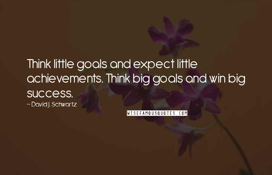 David J. Schwartz Quotes: Think little goals and expect little achievements. Think big goals and win big success.