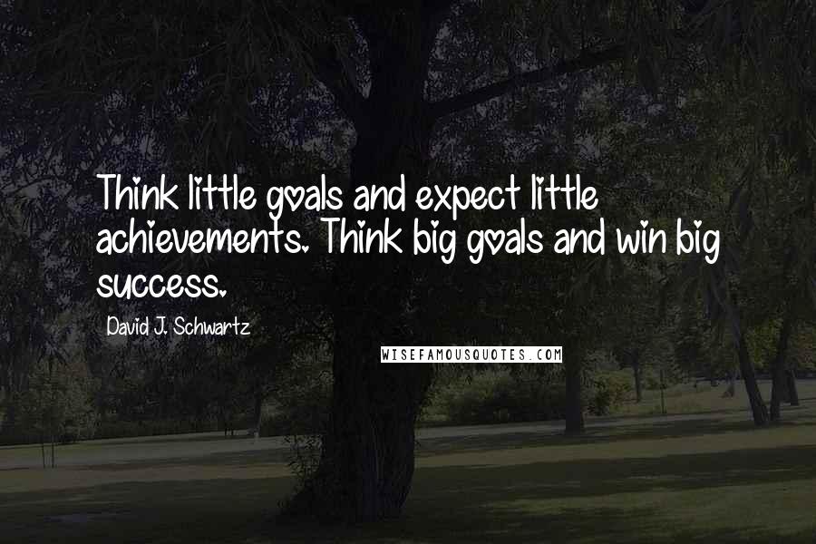 David J. Schwartz Quotes: Think little goals and expect little achievements. Think big goals and win big success.