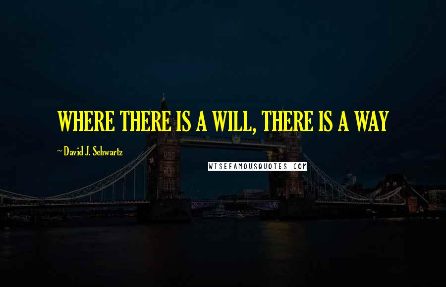 David J. Schwartz Quotes: WHERE THERE IS A WILL, THERE IS A WAY