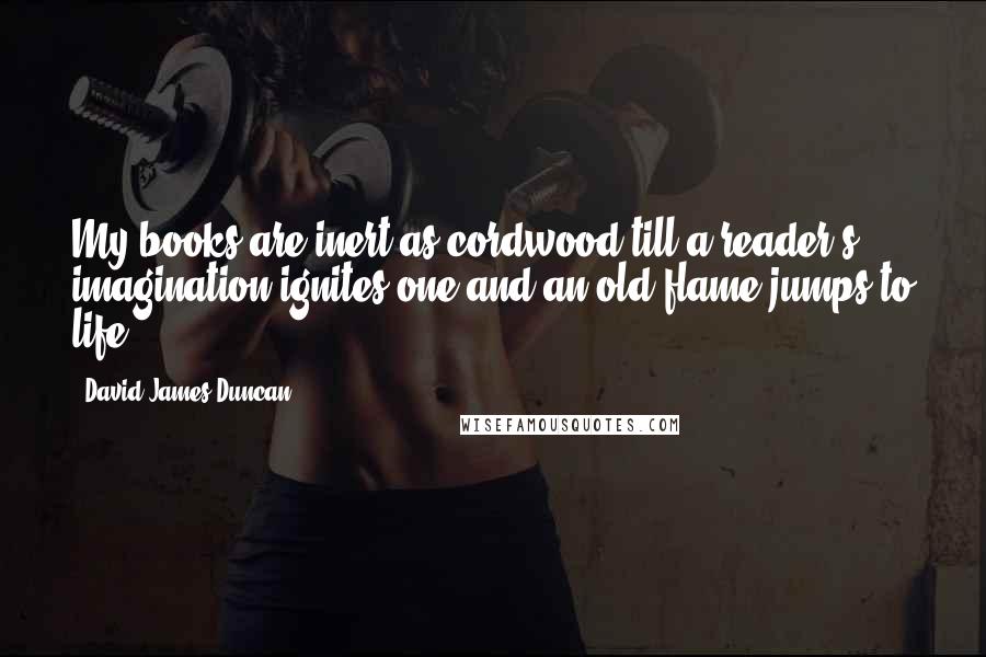 David James Duncan Quotes: My books are inert as cordwood till a reader's imagination ignites one and an old flame jumps to life.