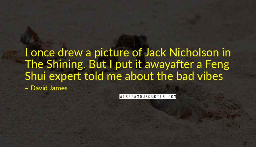 David James Quotes: I once drew a picture of Jack Nicholson in The Shining. But I put it awayafter a Feng Shui expert told me about the bad vibes