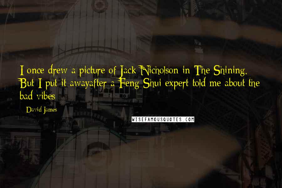 David James Quotes: I once drew a picture of Jack Nicholson in The Shining. But I put it awayafter a Feng Shui expert told me about the bad vibes