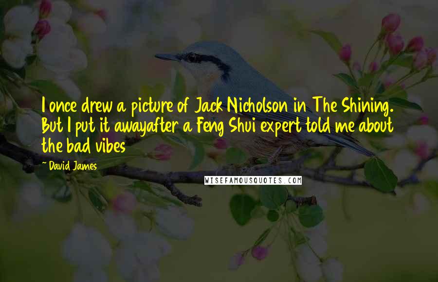 David James Quotes: I once drew a picture of Jack Nicholson in The Shining. But I put it awayafter a Feng Shui expert told me about the bad vibes