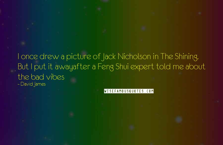 David James Quotes: I once drew a picture of Jack Nicholson in The Shining. But I put it awayafter a Feng Shui expert told me about the bad vibes