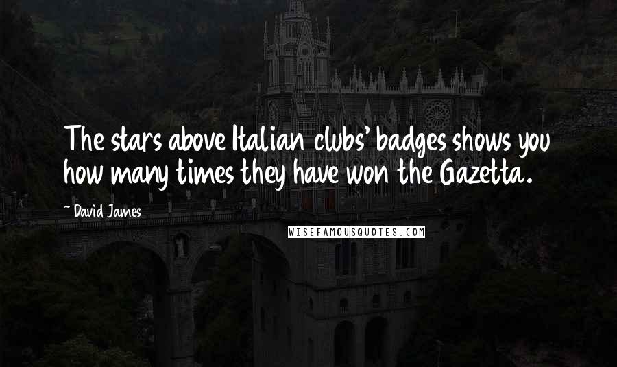 David James Quotes: The stars above Italian clubs' badges shows you how many times they have won the Gazetta.