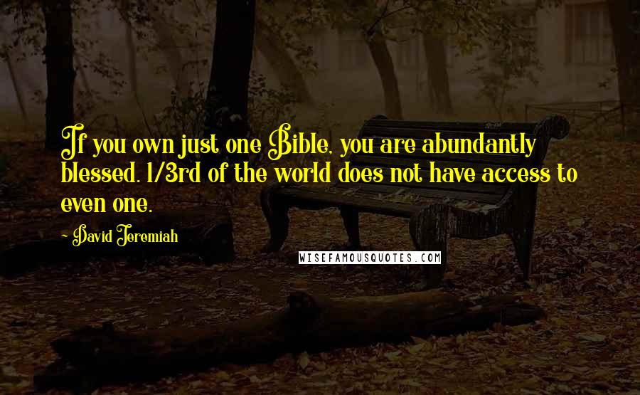 David Jeremiah Quotes: If you own just one Bible, you are abundantly blessed. 1/3rd of the world does not have access to even one.