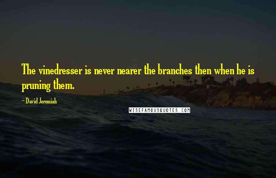 David Jeremiah Quotes: The vinedresser is never nearer the branches then when he is pruning them.