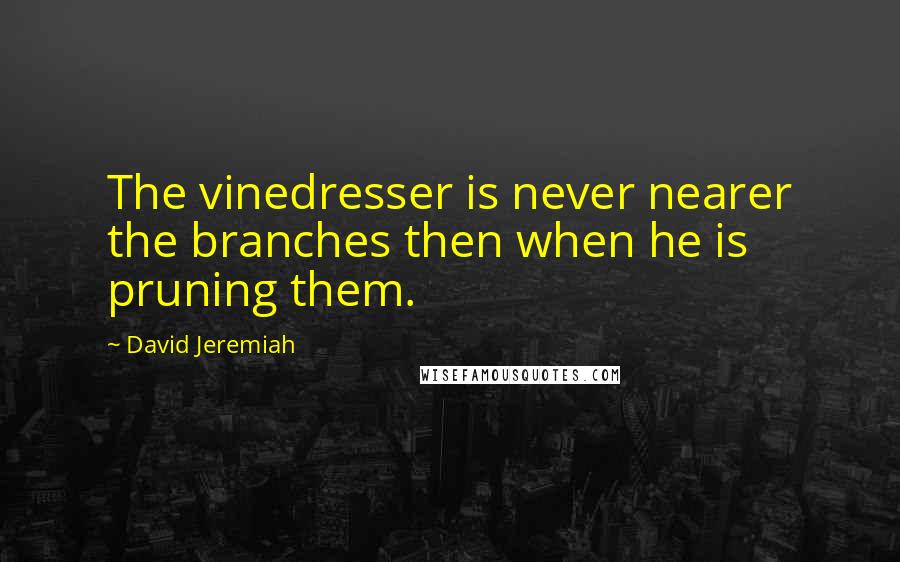 David Jeremiah Quotes: The vinedresser is never nearer the branches then when he is pruning them.