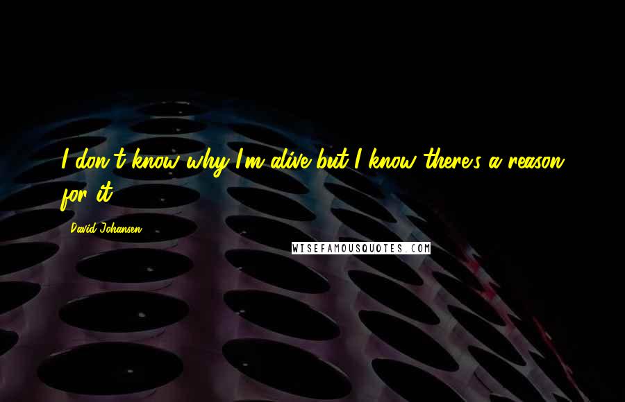 David Johansen Quotes: I don't know why I'm alive but I know there's a reason for it.