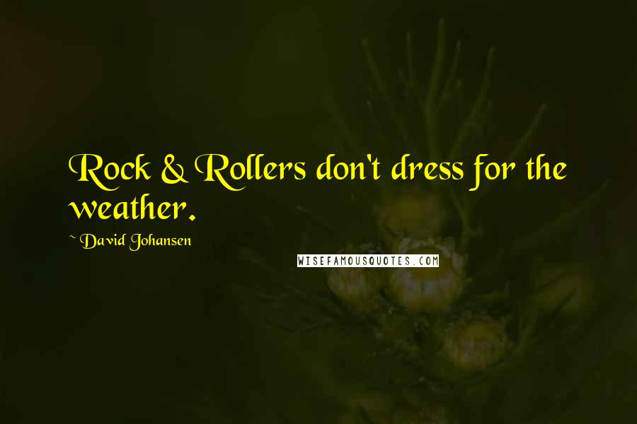 David Johansen Quotes: Rock & Rollers don't dress for the weather.