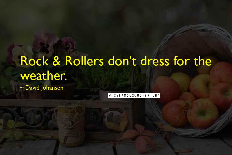 David Johansen Quotes: Rock & Rollers don't dress for the weather.