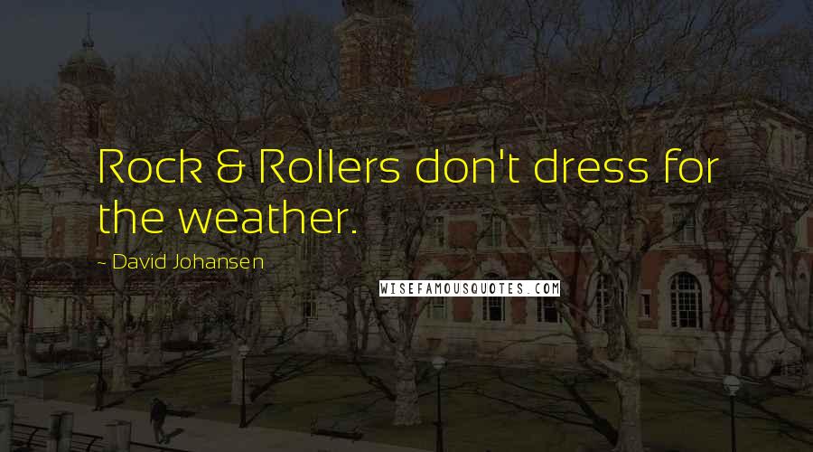 David Johansen Quotes: Rock & Rollers don't dress for the weather.