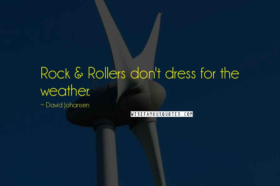 David Johansen Quotes: Rock & Rollers don't dress for the weather.