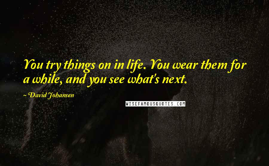 David Johansen Quotes: You try things on in life. You wear them for a while, and you see what's next.