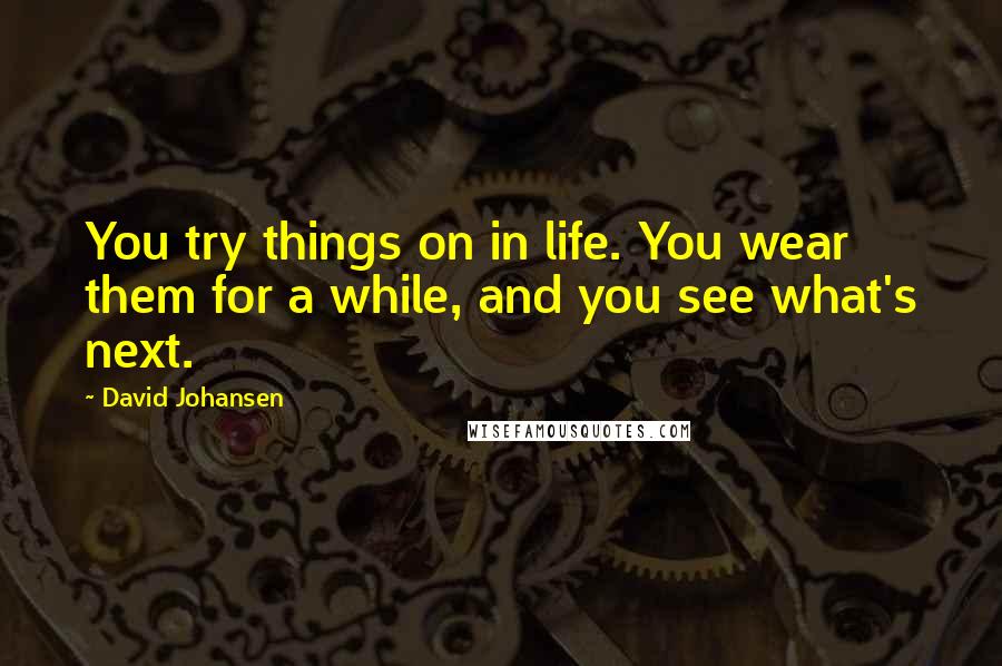 David Johansen Quotes: You try things on in life. You wear them for a while, and you see what's next.