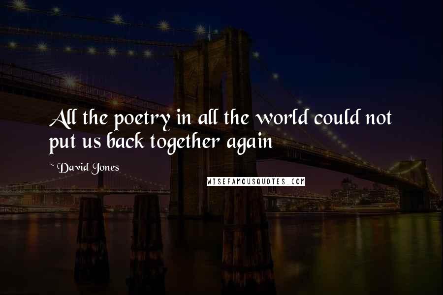 David Jones Quotes: All the poetry in all the world could not put us back together again