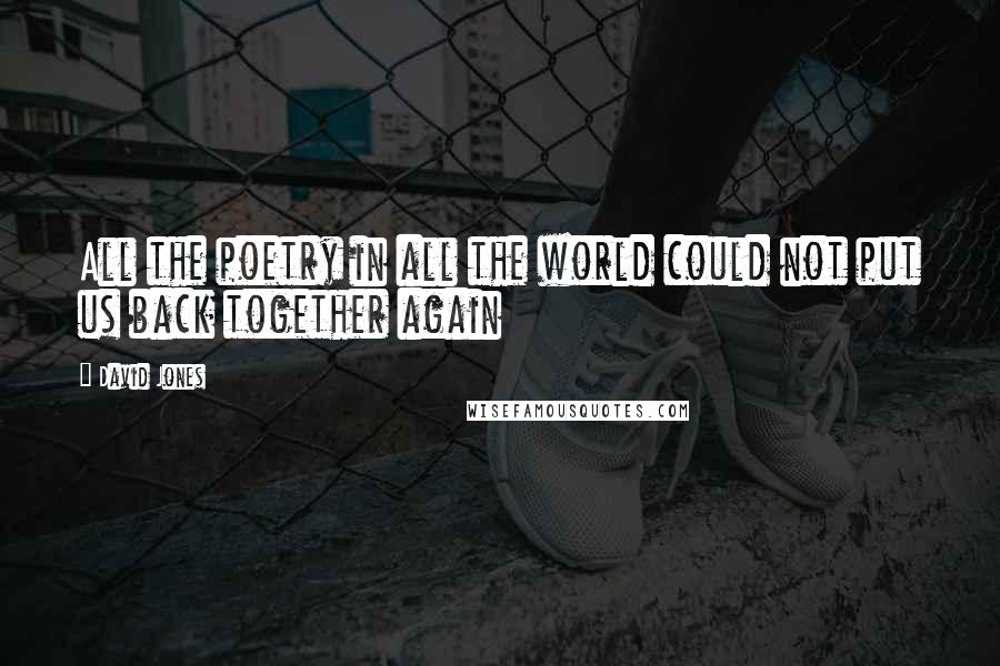 David Jones Quotes: All the poetry in all the world could not put us back together again