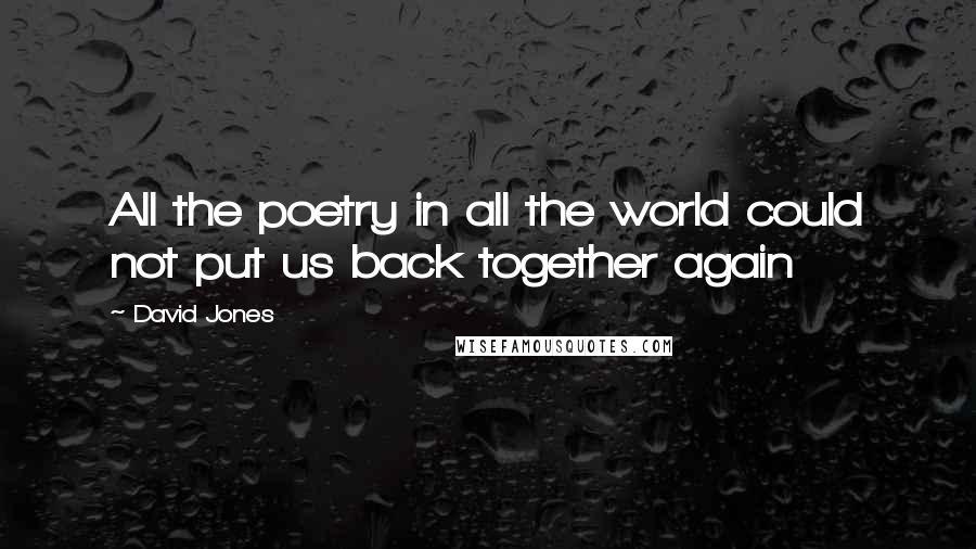 David Jones Quotes: All the poetry in all the world could not put us back together again