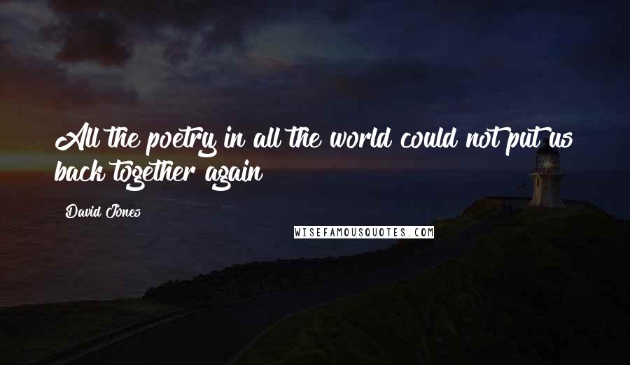 David Jones Quotes: All the poetry in all the world could not put us back together again