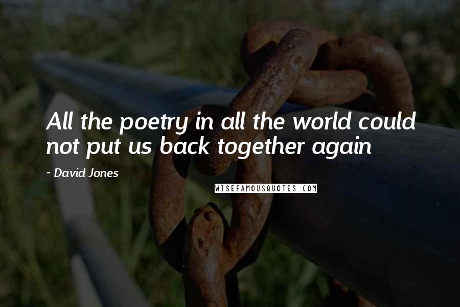 David Jones Quotes: All the poetry in all the world could not put us back together again