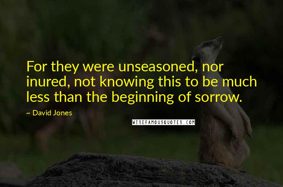 David Jones Quotes: For they were unseasoned, nor inured, not knowing this to be much less than the beginning of sorrow.