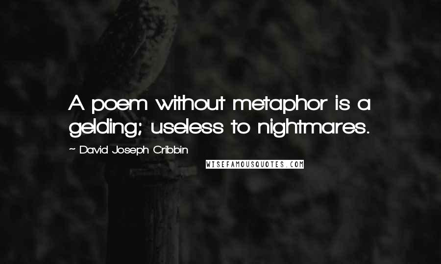 David Joseph Cribbin Quotes: A poem without metaphor is a gelding; useless to nightmares.