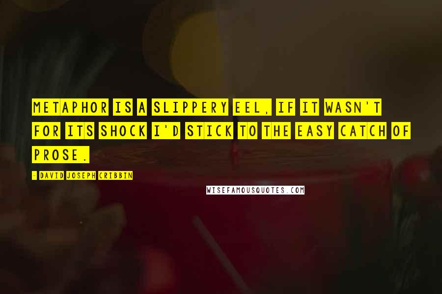 David Joseph Cribbin Quotes: Metaphor is a slippery eel, if it wasn't for its shock I'd stick to the easy catch of prose.