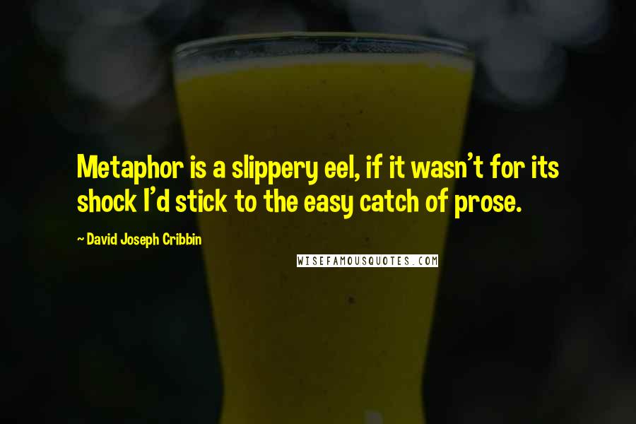 David Joseph Cribbin Quotes: Metaphor is a slippery eel, if it wasn't for its shock I'd stick to the easy catch of prose.