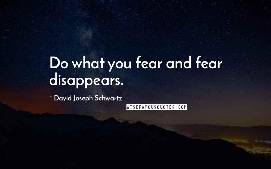 David Joseph Schwartz Quotes: Do what you fear and fear disappears.