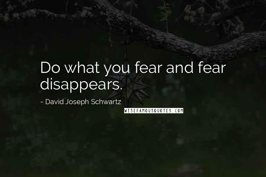 David Joseph Schwartz Quotes: Do what you fear and fear disappears.