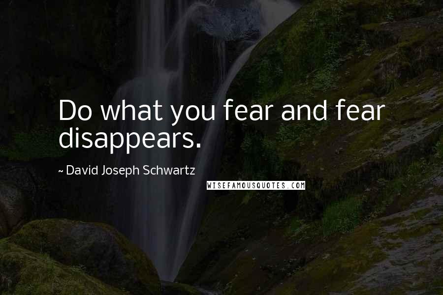 David Joseph Schwartz Quotes: Do what you fear and fear disappears.