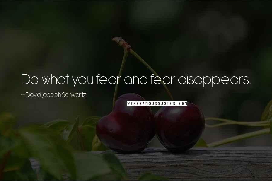 David Joseph Schwartz Quotes: Do what you fear and fear disappears.
