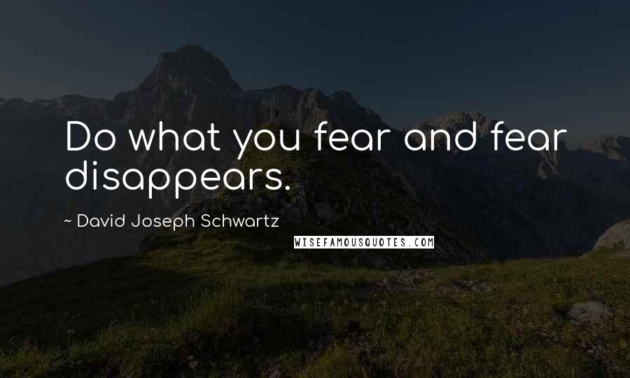 David Joseph Schwartz Quotes: Do what you fear and fear disappears.