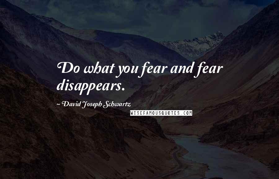 David Joseph Schwartz Quotes: Do what you fear and fear disappears.