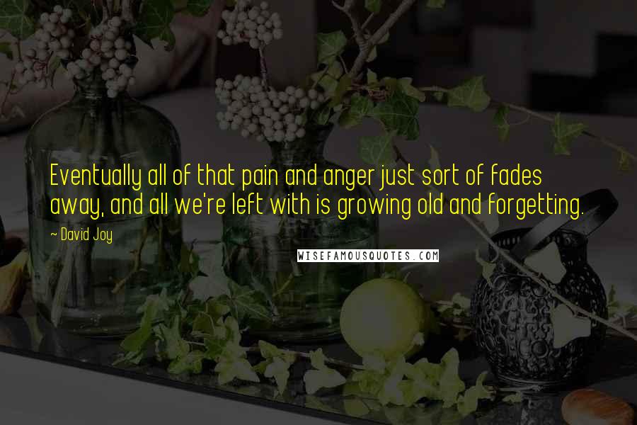 David Joy Quotes: Eventually all of that pain and anger just sort of fades away, and all we're left with is growing old and forgetting.