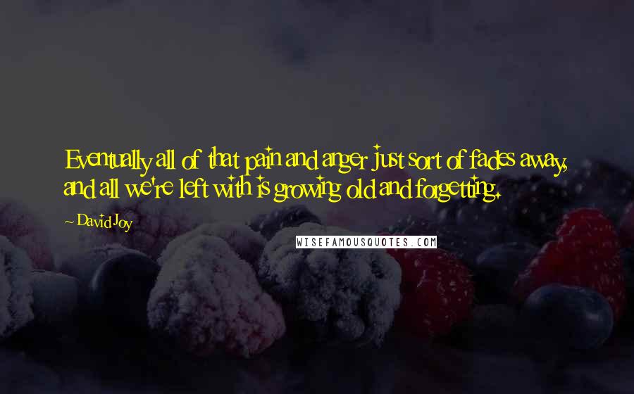 David Joy Quotes: Eventually all of that pain and anger just sort of fades away, and all we're left with is growing old and forgetting.