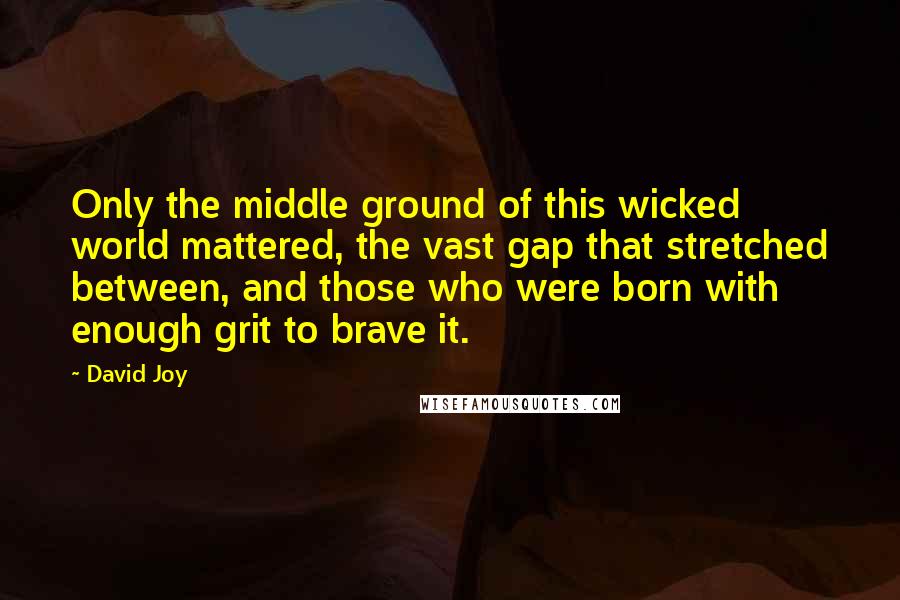 David Joy Quotes: Only the middle ground of this wicked world mattered, the vast gap that stretched between, and those who were born with enough grit to brave it.