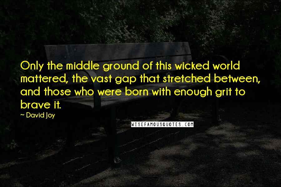 David Joy Quotes: Only the middle ground of this wicked world mattered, the vast gap that stretched between, and those who were born with enough grit to brave it.