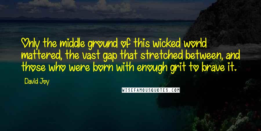 David Joy Quotes: Only the middle ground of this wicked world mattered, the vast gap that stretched between, and those who were born with enough grit to brave it.