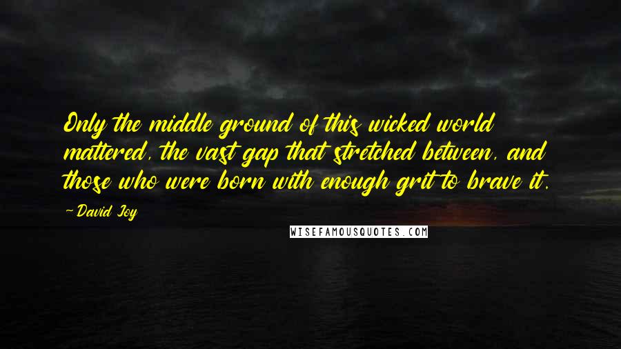 David Joy Quotes: Only the middle ground of this wicked world mattered, the vast gap that stretched between, and those who were born with enough grit to brave it.