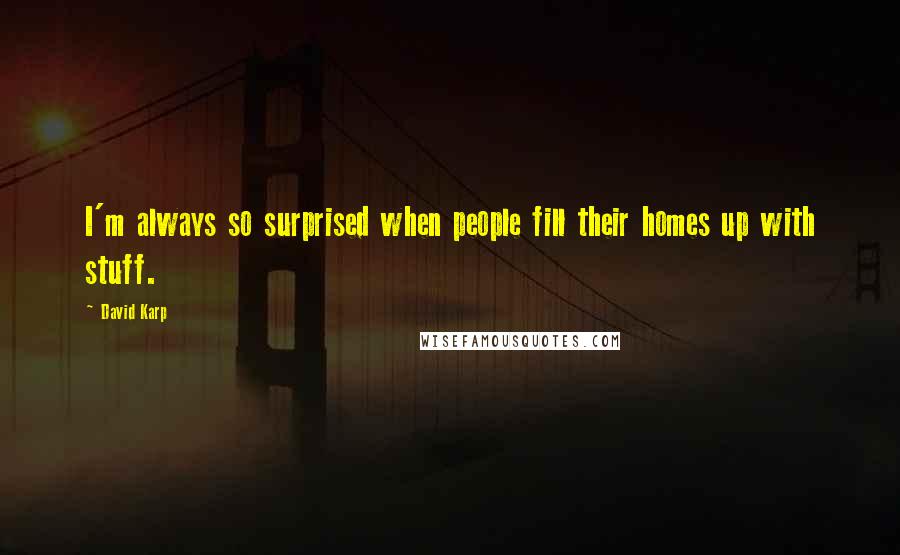 David Karp Quotes: I'm always so surprised when people fill their homes up with stuff.
