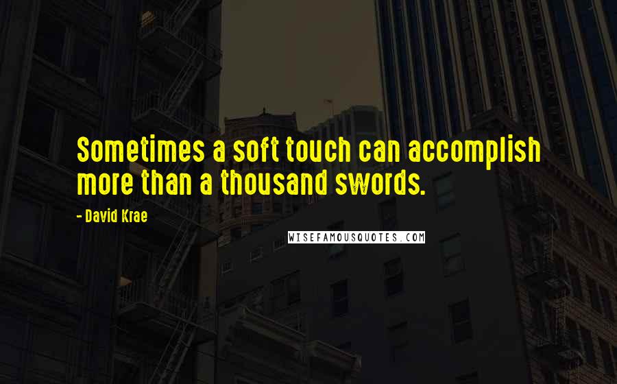 David Krae Quotes: Sometimes a soft touch can accomplish more than a thousand swords.