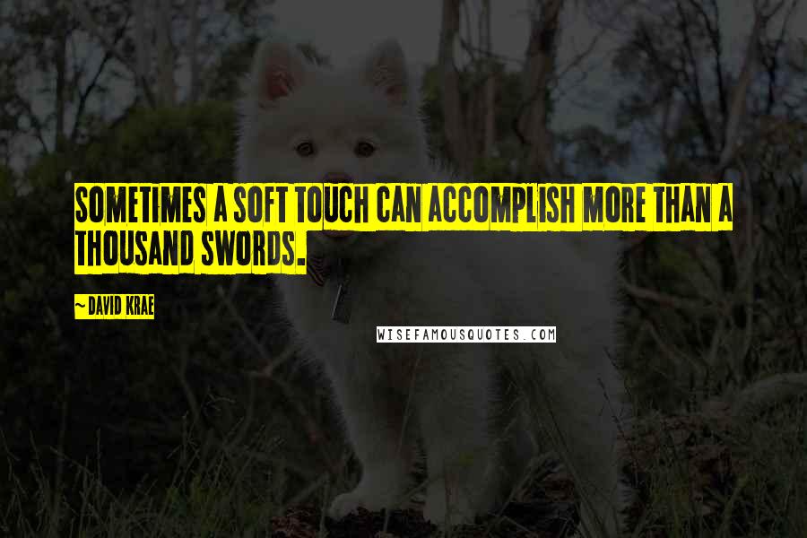 David Krae Quotes: Sometimes a soft touch can accomplish more than a thousand swords.