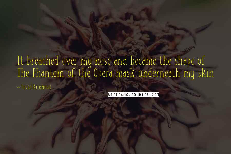 David Krochmal Quotes: It breached over my nose and became the shape of The Phantom of the Opera mask underneath my skin