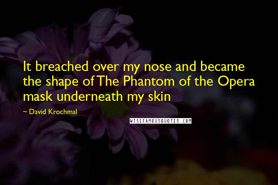 David Krochmal Quotes: It breached over my nose and became the shape of The Phantom of the Opera mask underneath my skin