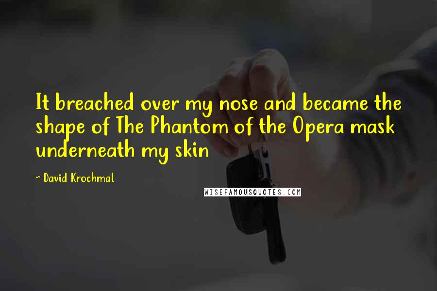 David Krochmal Quotes: It breached over my nose and became the shape of The Phantom of the Opera mask underneath my skin