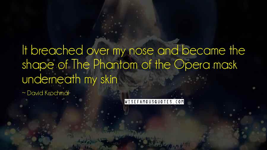 David Krochmal Quotes: It breached over my nose and became the shape of The Phantom of the Opera mask underneath my skin