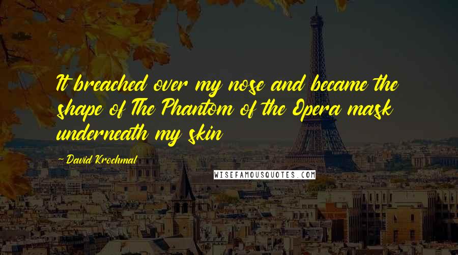 David Krochmal Quotes: It breached over my nose and became the shape of The Phantom of the Opera mask underneath my skin