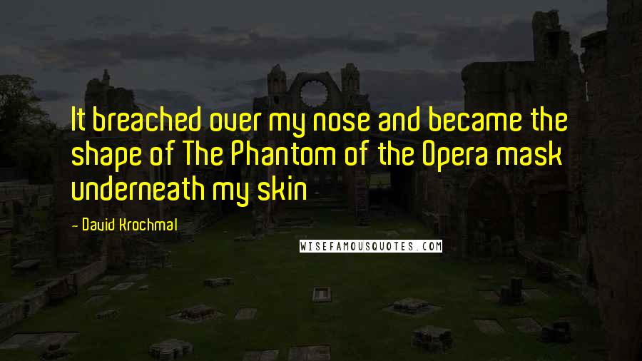 David Krochmal Quotes: It breached over my nose and became the shape of The Phantom of the Opera mask underneath my skin